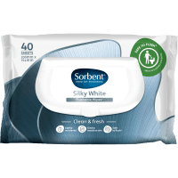 Silky White Flushable Wipes (40 sheets)