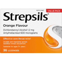 Orange Flavour Sore Throat Relief Lozenges (36pk)