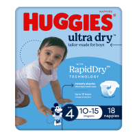 Ultra Dry Nappies For Boys Size 4 10-15kg (18pk)