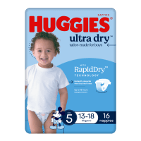 Ultra Dry Nappies For Boys Size 5 13-18kg (16pk)