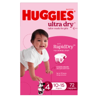 Ultra Dry Nappies For Girls Size 4 10-15kg (72pk)