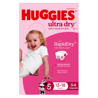 Ultra Dry Nappies For Girls Size 5 13-18kg (64pk)