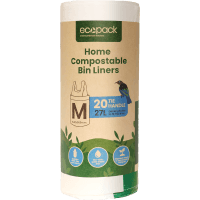 Home Compostable Tie Handle Bin Liners Medium 27L (20pk)
